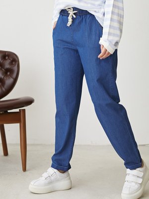 Duble Paça Rahat Kesim Kot Pantolon Mavi