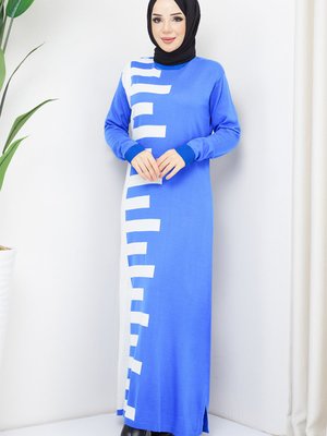 Triko Elbise Mavi Triko Elbise Mavi