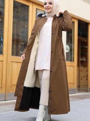 Kahve (camel) Kapüşonlu Tam Boy Manto Kahve (camel) Kapüşonlu Tam Boy Manto