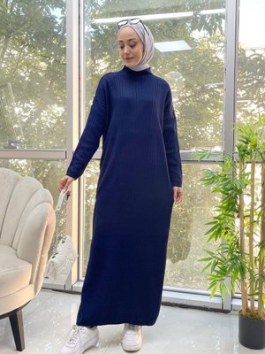 Yarım Balıkçı Lacivert Triko Elbise Yarım Balıkçı Lacivert Triko Elbise