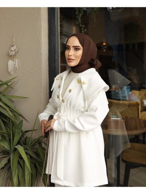 Gold Düğme Detaylı Scuba Ceket