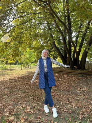 İndigo Despina Kapitone Fermuarlı Çıtçıtlı Kolsuz Yelek