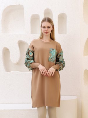 Kol Ve Cep Desenli Tunik