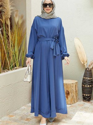 Krep Tulum Elbise İndigo Krep Tulum Elbise İndigo