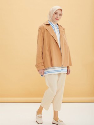 Kısa Kruvaze Ceket Camel Kısa Kruvaze Ceket Camel