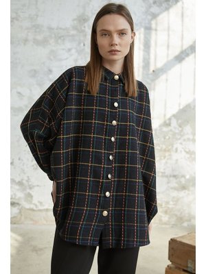 Siyah Ekose Çizgili Tuvit Gömlek