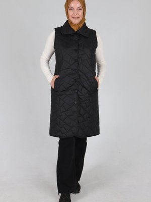 Siyah Büyük Beden Kapitone Yelek