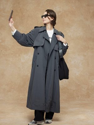 Teknik Kumaş Oversize Trenckot Antrasit Teknik Kumaş Oversize Trenckot Antrasit