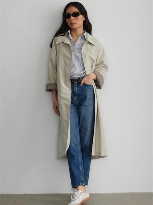 Bej Ekose Astarlı Basic Trençkot