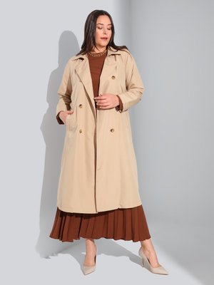 Bej Büyük Beden Trençkot