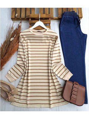 Renkli Çizgili Salaş Tunik