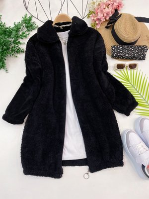 Fermuarlı Peluş Ceket