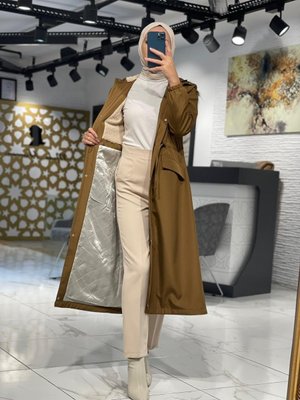 Içi Yarım Kürklü Cep Kapaklı Bondit Mont Kaban Taba