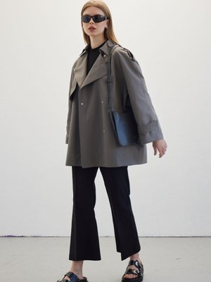 Oversıze Kısa Trençkot Gri Oversıze Kısa Trençkot Gri