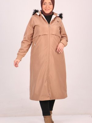 Vizon Büyük Beden İçi Kürklü Bondit Kap