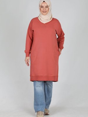Yavruağzı Büyük Beden Kaşkorse Kombinli Cepli Tunik