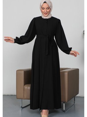 Kol Pileli Medine Ipeği Siyah Ferace Kol Pileli Medine Ipeği Siyah Ferace