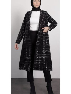 Kareli İp İşlemeli Tüvit Kap Ceket