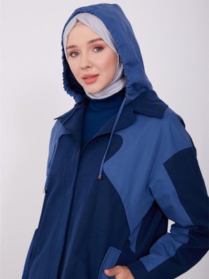 Arkası Fermuar Detaylı Önü Allerli Kap Lacivert