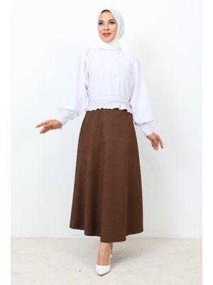 Kahverengi Süet Mevlana Etek