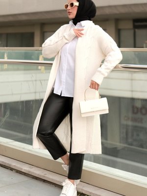 Saç Örgü Hırka Beyaz Saç Örgü Hırka Beyaz