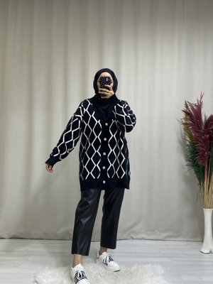 Baklava Desenli Örme Triko Hırka