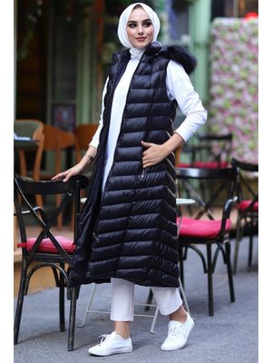 Siyah Içi Dolgu Uzun Yelek Siyah Içi Dolgu Uzun Yelek