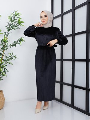 Kadife Boydan Piliseli Elbise Kadife Boydan Piliseli Elbise