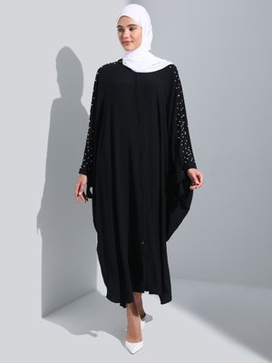 Siyah İnci Detaylı Abiye Ferace