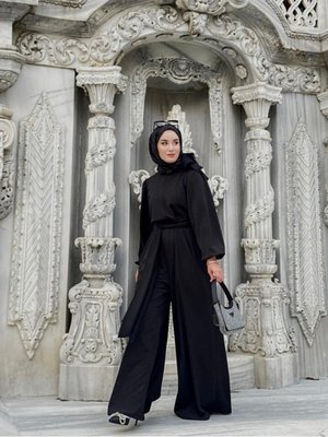 Kuşaklı Tulum Siyah Model