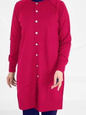 Merserize Triko Hırka Orta Boy H Fuşya