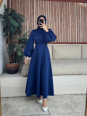 Bisiklet Yaka Skuba Elbise