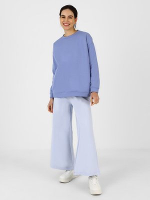 Buz Mavisi Beli Lastikli Bol Paça Pantolon