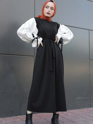 Balon Kol Kemerli Elbise Balon Kol Kemerli Elbise