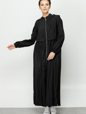 New Tafta Trench Zamansız Spor Kap Plus Siyah