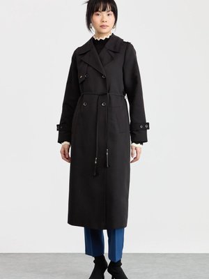 Kruvaze Trençkot Siyah