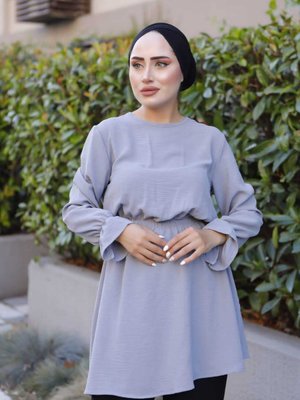 Bel Büzgü Detaylı Ayrobin Tunik