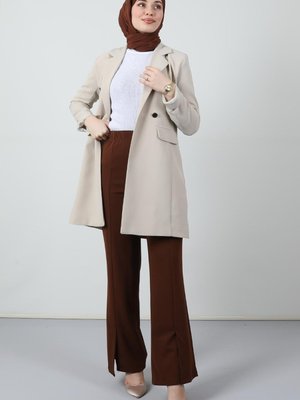 Önü Yırtmaçlı Pantolon Kahve Önü Yırtmaçlı Pantolon Kahve