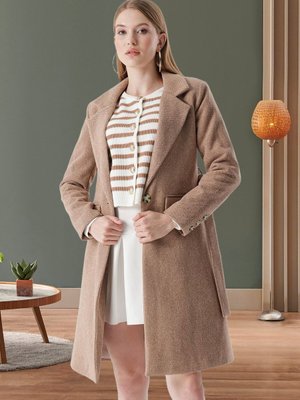 Camel Kuşaklı Balıksırtı Kaşe Kaban Camel Kuşaklı Balıksırtı Kaşe Kaban