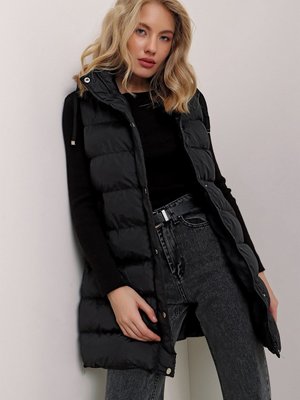 Siyah Yan Fermuarlı Sıfır Kol Şişme Yelek Siyah Yan Fermuarlı Sıfır Kol Şişme Yelek