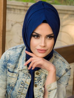 Lacivert Hazır Eşarp