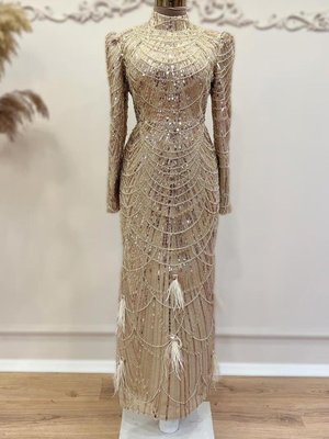 Selena Abiye Elbise Bej Selena Abiye Elbise Bej