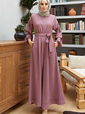 Krep Tulum Elbise Gül Kurusu Krep Tulum Elbise Gül Kurusu