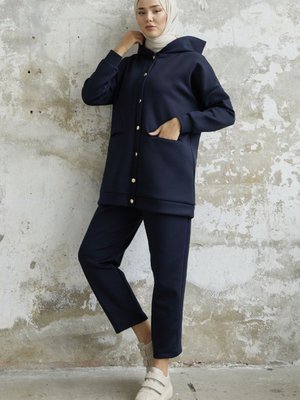 Melvina Cepli Kapüşonlu Scuba Takım Lacivert Melvina Cepli Kapüşonlu Scuba Takım Lacivert