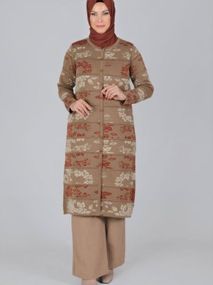 Büyük Beden Triko Ceket Vizon Büyük Beden Triko Ceket Vizon