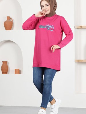 Baskılı Tunik Fuşya Baskılı Tunik Fuşya