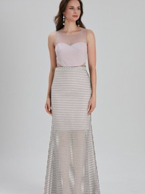 Ekru Saten Bulava Abiye Elbise Ekru Saten Bulava Abiye Elbise