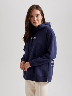 Kapüşonlu Baskılı Kalın Sweatshirt Tunik