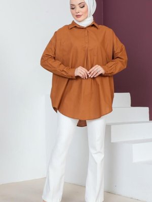 61558 Tesettür Gömlek Kahverengi