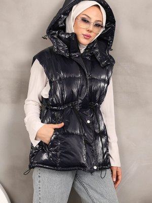 Koyu Lacivert Kapüşonlu Şişme Yelek Koyu Lacivert Kapüşonlu Şişme Yelek